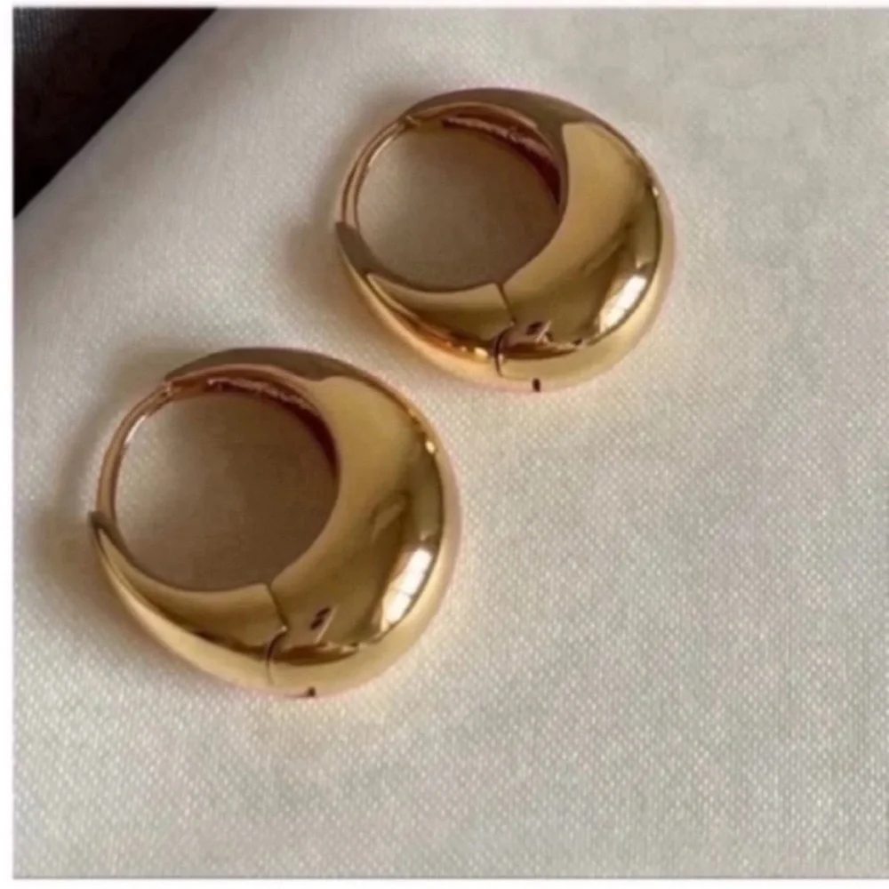 New! Mallory Gold French Huggie Earrings (1080) - Picture 2 of 3